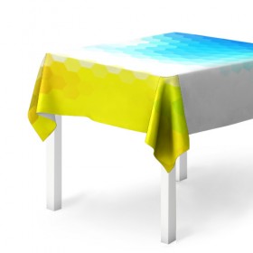 Скатерть 3D с принтом Engine в Тюмени, 100% полиэстер (ткань не мнется и не растягивается) | Размер: 150*150 см | желтый | сетка | синий | соты