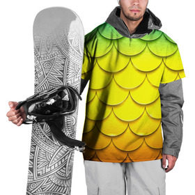 Накидка на куртку 3D с принтом Волны в Тюмени, 100% полиэстер |  | желтый | паттерн | чешуя