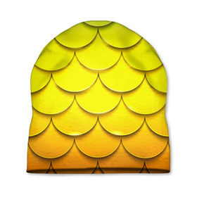 Шапка 3D с принтом Волны в Тюмени, 100% полиэстер | универсальный размер, печать по всей поверхности изделия | Тематика изображения на принте: желтый | паттерн | чешуя