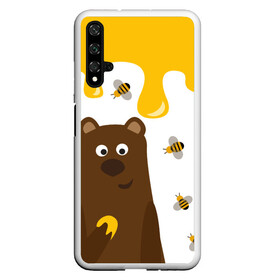 Чехол для Honor 20 с принтом Медведь в мёде в Тюмени, Силикон | Область печати: задняя сторона чехла, без боковых панелей | мёд | медведь | миша | пчелы