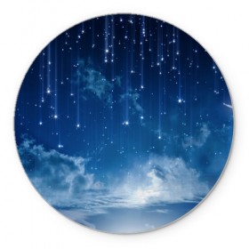 Коврик круглый с принтом Ночное небо и звёзда в Тюмени, резина и полиэстер | круглая форма, изображение наносится на всю лицевую часть | Тематика изображения на принте: звёзды | небо | ночной | облака | синий