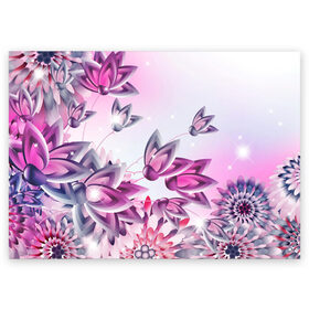 Поздравительная открытка с принтом Розовые цветы в Тюмени, 100% бумага | плотность бумаги 280 г/м2, матовая, на обратной стороне линовка и место для марки
 | лепестки | прикольные картинки | розовый | цветочки | цветы