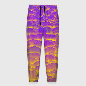 Мужские брюки 3D с принтом Фиолетовые облака в Тюмени, 100% полиэстер | манжеты по низу, эластичный пояс регулируется шнурком, по бокам два кармана без застежек, внутренняя часть кармана из мелкой сетки | закат | небо | облака | солнце | тучи