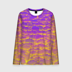 Мужской лонгслив 3D с принтом Фиолетовые облака в Тюмени, 100% полиэстер | длинные рукава, круглый вырез горловины, полуприлегающий силуэт | закат | небо | облака | солнце | тучи