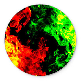Коврик круглый с принтом Огненная битва в Тюмени, резина и полиэстер | круглая форма, изображение наносится на всю лицевую часть | дым | зеленый | красный | огонь