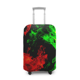 Чехол для чемодана 3D с принтом Огненная битва в Тюмени, 86% полиэфир, 14% спандекс | двустороннее нанесение принта, прорези для ручек и колес | дым | зеленый | красный | огонь