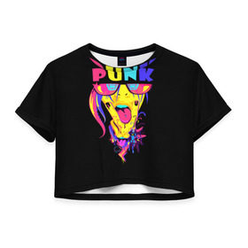 Женская футболка 3D укороченная с принтом Punk в Тюмени, 100% полиэстер | круглая горловина, длина футболки до линии талии, рукава с отворотами | молодёжь | панки | прикол | субкультура | хиппи | цвет