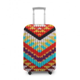 Чехол для чемодана 3D с принтом Вышивка шерстью в Тюмени, 86% полиэфир, 14% спандекс | двустороннее нанесение принта, прорези для ручек и колес | вязаный | геометрия | орнамент | свитер