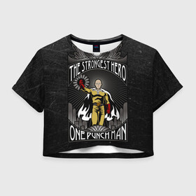 Женская футболка Crop-top 3D с принтом One Punch Man в Тюмени, 100% полиэстер | круглая горловина, длина футболки до линии талии, рукава с отворотами | one punch man | saitama | ванпанчмен | сайтама