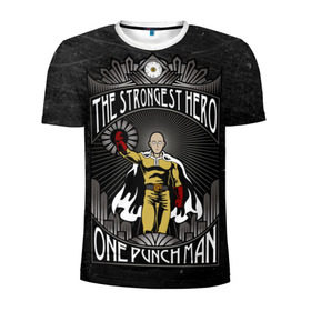 Мужская футболка 3D спортивная с принтом One Punch Man в Тюмени, 100% полиэстер с улучшенными характеристиками | приталенный силуэт, круглая горловина, широкие плечи, сужается к линии бедра | Тематика изображения на принте: one punch man | saitama | ванпанчмен | сайтама