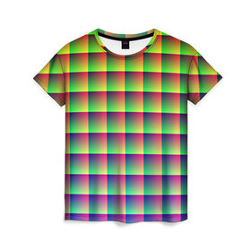 Женская футболка 3D с принтом Pixel colour в Тюмени, 100% полиэфир ( синтетическое хлопкоподобное полотно) | прямой крой, круглый вырез горловины, длина до линии бедер | 