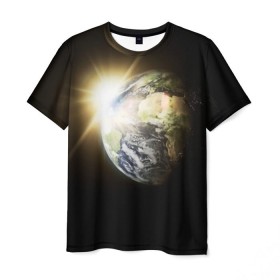 Мужская футболка 3D с принтом Восход солнца в Тюмени, 100% полиэфир | прямой крой, круглый вырез горловины, длина до линии бедер | звёзды | космическое пространство | космос | планета | солнце