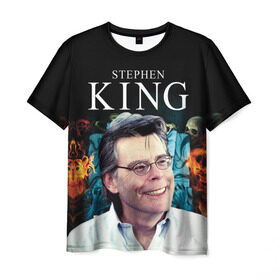 Мужская футболка 3D с принтом Стивен Кинг - Король ужасов в Тюмени, 100% полиэфир | прямой крой, круглый вырез горловины, длина до линии бедер | Тематика изображения на принте: король ужасов | писатель | триллер | ужасы