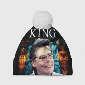 Шапка 3D c помпоном с принтом Стивен Кинг - Король ужасов в Тюмени, 100% полиэстер | универсальный размер, печать по всей поверхности изделия | король ужасов | писатель | триллер | ужасы