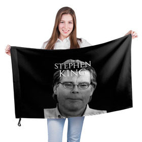 Флаг 3D с принтом Стивен Кинг - Король ужасов в Тюмени, 100% полиэстер | плотность ткани — 95 г/м2, размер — 67 х 109 см. Принт наносится с одной стороны | король ужасов | писатель | триллер | ужасы