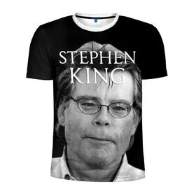 Мужская футболка 3D спортивная с принтом Стивен Кинг - Король ужасов в Тюмени, 100% полиэстер с улучшенными характеристиками | приталенный силуэт, круглая горловина, широкие плечи, сужается к линии бедра | Тематика изображения на принте: король ужасов | писатель | триллер | ужасы