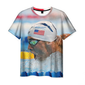 Мужская футболка 3D с принтом Майкл Фелпс в Тюмени, 100% полиэфир | прямой крой, круглый вырез горловины, длина до линии бедер | swimming | бассейн | олимпиада | плавание | пловец | рио | фелпс