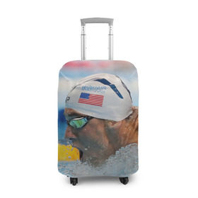 Чехол для чемодана 3D с принтом Майкл Фелпс в Тюмени, 86% полиэфир, 14% спандекс | двустороннее нанесение принта, прорези для ручек и колес | swimming | бассейн | олимпиада | плавание | пловец | рио | фелпс