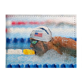 Обложка для студенческого билета с принтом Майкл Фелпс в Тюмени, натуральная кожа | Размер: 11*8 см; Печать на всей внешней стороне | Тематика изображения на принте: swimming | бассейн | олимпиада | плавание | пловец | рио | фелпс
