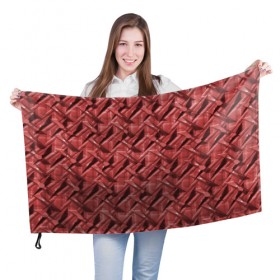 Флаг 3D с принтом Текстура, тиснение в Тюмени, 100% полиэстер | плотность ткани — 95 г/м2, размер — 67 х 109 см. Принт наносится с одной стороны | краска | красный | металл | стиль | текстура | фото