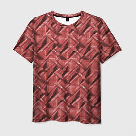 Мужская футболка 3D с принтом Текстура, тиснение в Тюмени, 100% полиэфир | прямой крой, круглый вырез горловины, длина до линии бедер | краска | красный | металл | стиль | текстура | фото