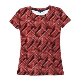 Женская футболка 3D с принтом Текстура, тиснение в Тюмени, 100% полиэфир ( синтетическое хлопкоподобное полотно) | прямой крой, круглый вырез горловины, длина до линии бедер | краска | красный | металл | стиль | текстура | фото