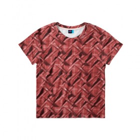 Детская футболка 3D с принтом Текстура, тиснение в Тюмени, 100% гипоаллергенный полиэфир | прямой крой, круглый вырез горловины, длина до линии бедер, чуть спущенное плечо, ткань немного тянется | краска | красный | металл | стиль | текстура | фото
