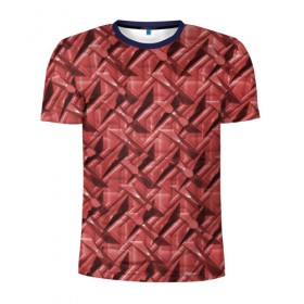 Мужская футболка 3D спортивная с принтом Текстура, тиснение в Тюмени, 100% полиэстер с улучшенными характеристиками | приталенный силуэт, круглая горловина, широкие плечи, сужается к линии бедра | краска | красный | металл | стиль | текстура | фото