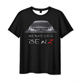 Мужская футболка 3D с принтом Мерседес Бенц в Тюмени, 100% полиэфир | прямой крой, круглый вырез горловины, длина до линии бедер | mercedes benz | авто | автомобиль | машина | мерседес