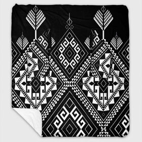 Плед с рукавами с принтом Индейские мотивы в Тюмени, 100% полиэстер | Закругленные углы, все края обработаны. Ткань не мнется и не растягивается. Размер 170*145 | вышивка | орнамент | свитер | черно белый