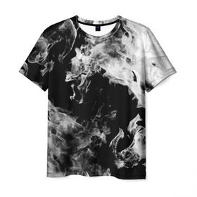 Мужская футболка 3D с принтом Дым в Тюмени, 100% полиэфир | прямой крой, круглый вырез горловины, длина до линии бедер | Тематика изображения на принте: огонь | черно белый