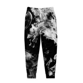 Мужские брюки 3D с принтом Дым в Тюмени, 100% полиэстер | манжеты по низу, эластичный пояс регулируется шнурком, по бокам два кармана без застежек, внутренняя часть кармана из мелкой сетки | Тематика изображения на принте: огонь | черно белый