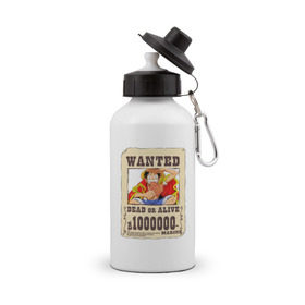 Бутылка спортивная с принтом Wanted Luffy в Тюмени, металл | емкость — 500 мл, в комплекте две пластиковые крышки и карабин для крепления | ван пис | луффи | разыскивается
