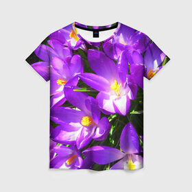 Женская футболка 3D с принтом Сиреневая прелесть в Тюмени, 100% полиэфир ( синтетическое хлопкоподобное полотно) | прямой крой, круглый вырез горловины, длина до линии бедер | лепестки | прикольные картинки | сиреневый | цветочки | цветы