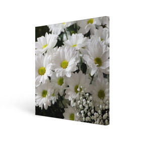 Холст квадратный с принтом Белоснежное цветение в Тюмени, 100% ПВХ |  | Тематика изображения на принте: ландыши | лепестки | прикольные картинки | ромашки | цветочки | цветы