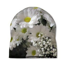 Шапка 3D с принтом Белоснежное цветение в Тюмени, 100% полиэстер | универсальный размер, печать по всей поверхности изделия | ландыши | лепестки | прикольные картинки | ромашки | цветочки | цветы