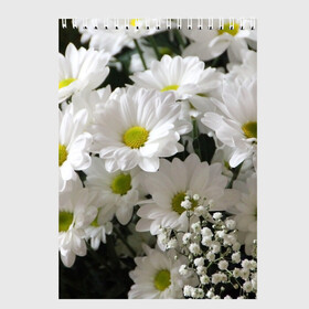 Скетчбук с принтом Белоснежное цветение в Тюмени, 100% бумага
 | 48 листов, плотность листов — 100 г/м2, плотность картонной обложки — 250 г/м2. Листы скреплены сверху удобной пружинной спиралью | ландыши | лепестки | прикольные картинки | ромашки | цветочки | цветы