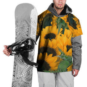 Накидка на куртку 3D с принтом Подсолнухи в Тюмени, 100% полиэстер |  | Тематика изображения на принте: желтый | зеленый | лето | подсолнухи | цветы | черный