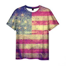 Мужская футболка 3D с принтом Америка в Тюмени, 100% полиэфир | прямой крой, круглый вырез горловины, длина до линии бедер | grunge | америка | сша | флаг