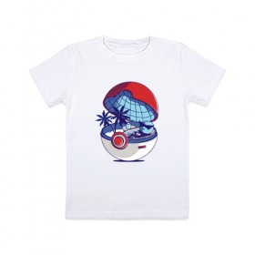 Детская футболка хлопок с принтом Покеболл 1 в Тюмени, 100% хлопок | круглый вырез горловины, полуприлегающий силуэт, длина до линии бедер | pokemon | pokemon go | покемон | покемон го