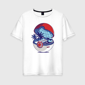 Женская футболка хлопок Oversize с принтом Покеболл 1 в Тюмени, 100% хлопок | свободный крой, круглый ворот, спущенный рукав, длина до линии бедер
 | pokemon | pokemon go | покемон | покемон го
