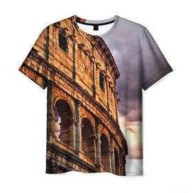 Мужская футболка 3D с принтом Колизей в Тюмени, 100% полиэфир | прямой крой, круглый вырез горловины, длина до линии бедер | архитектура | италия | колизей | отпуск | путешествие | развалины | туризм | турист