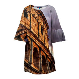 Детское платье 3D с принтом Колизей в Тюмени, 100% полиэстер | прямой силуэт, чуть расширенный к низу. Круглая горловина, на рукавах — воланы | архитектура | италия | колизей | отпуск | путешествие | развалины | туризм | турист