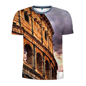 Мужская футболка 3D спортивная с принтом Колизей в Тюмени, 100% полиэстер с улучшенными характеристиками | приталенный силуэт, круглая горловина, широкие плечи, сужается к линии бедра | архитектура | италия | колизей | отпуск | путешествие | развалины | туризм | турист