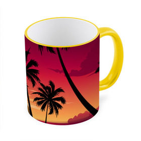 Кружка 3D с принтом Пальмы в Тюмени, керамика | ёмкость 330 мл | Тематика изображения на принте: лето | море | пальмы