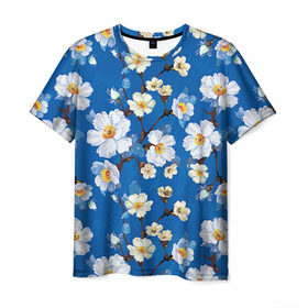 Мужская футболка 3D с принтом Цветы ретро 5 в Тюмени, 100% полиэфир | прямой крой, круглый вырез горловины, длина до линии бедер | Тематика изображения на принте:   | винтаж | прованс | роза | роспись | узор | цветок | цветы