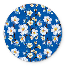Коврик круглый с принтом Цветы ретро 5 в Тюмени, резина и полиэстер | круглая форма, изображение наносится на всю лицевую часть |   | винтаж | прованс | роза | роспись | узор | цветок | цветы
