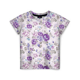 Детская футболка 3D с принтом Цветы ретро 2 в Тюмени, 100% гипоаллергенный полиэфир | прямой крой, круглый вырез горловины, длина до линии бедер, чуть спущенное плечо, ткань немного тянется |   | винтаж | прованс | роза | роспись | узор | цветок | цветы