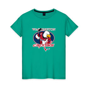 Женская футболка хлопок с принтом Washington Capitals Hockey в Тюмени, 100% хлопок | прямой крой, круглый вырез горловины, длина до линии бедер, слегка спущенное плечо | nhl | washington capitals | спорт | хоккей