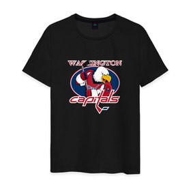 Мужская футболка хлопок с принтом Washington Capitals Hockey в Тюмени, 100% хлопок | прямой крой, круглый вырез горловины, длина до линии бедер, слегка спущенное плечо. | nhl | washington capitals | спорт | хоккей